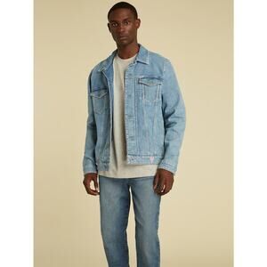 GUESS Men's Blue Light Wash Cotton Blend Originals Kit Denim Jacket Size Small